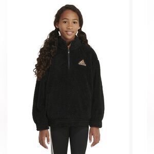 Adidas Girls Black and Gold Fleece Jacket